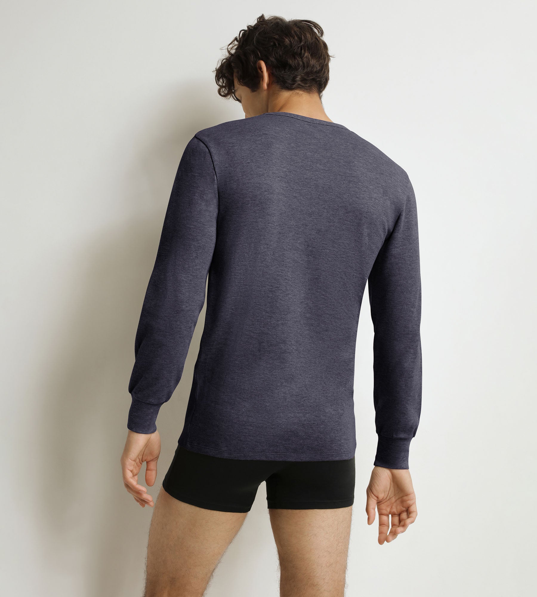 dim-thermal-t-shirt-thermique-homme-coton-gris-bleut-manches-longues image 2