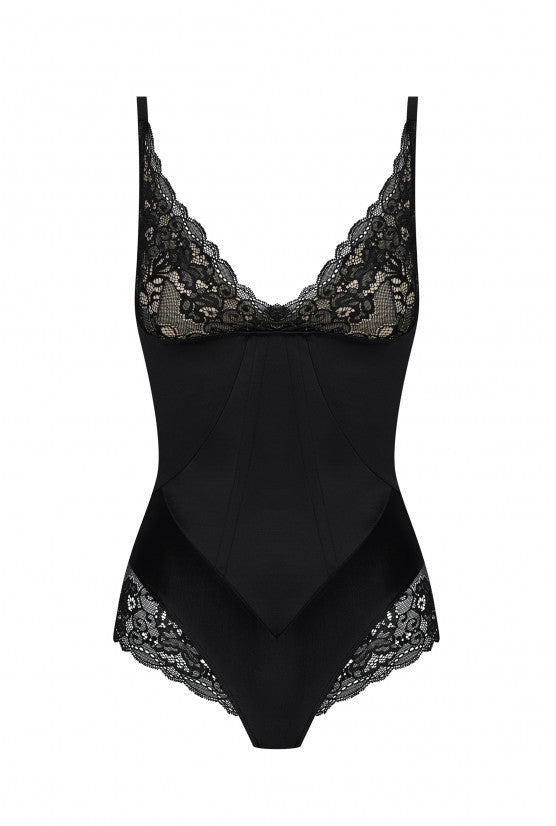 cadolle-body-corset-satin-noir-dentelle-calais image 1