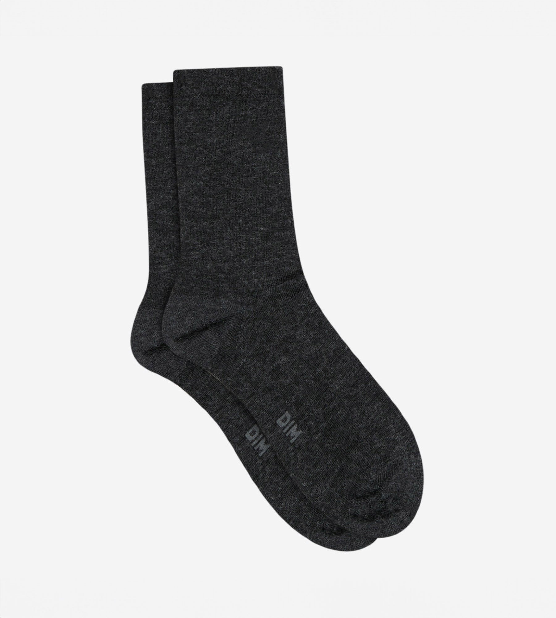 dim-laine-douce-chaussettes-femme-unies-anthracite image 2