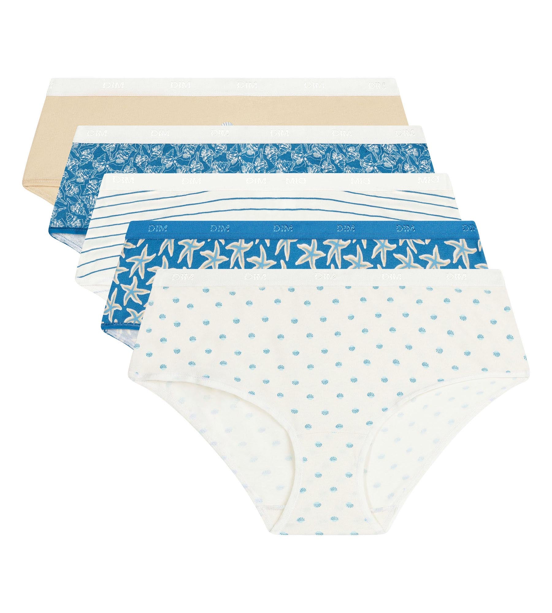 dim-les-pockets-lot-de-5-boxers-femme-coton-stretch-imprim-s-marins image 5