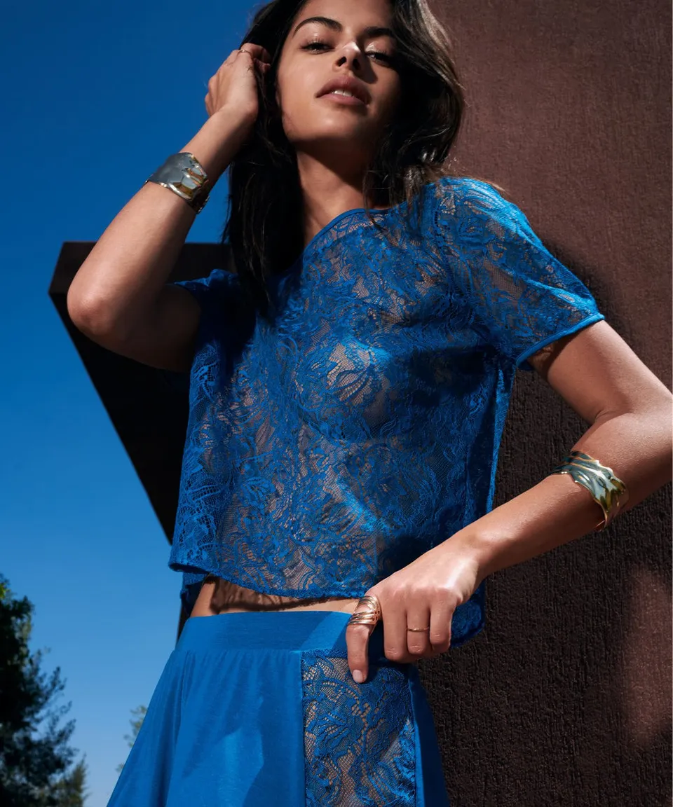 aubade-lazy-days-top-manches-courtes-sky-blue image 1