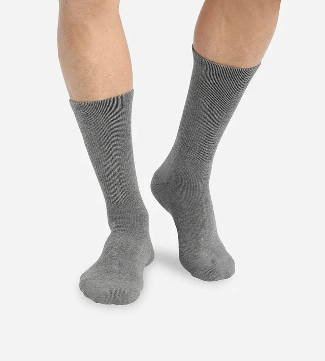dim-outdoor-lot-de-2-paires-de-mi-chaussettes-homme-grises-coton image 1