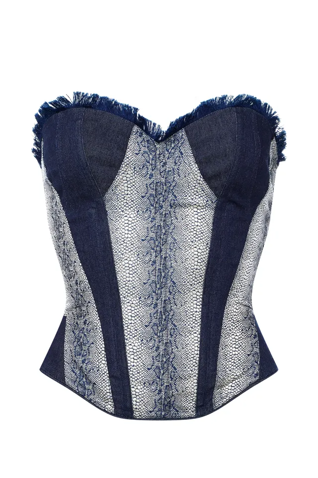 cadolle-victoria-corset-denim-bleu-en-coton image 1