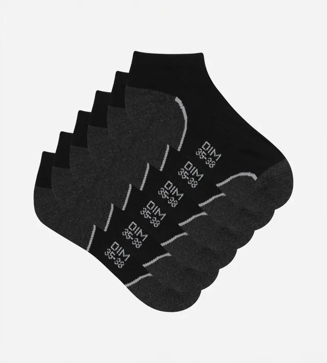 dim-sport-lot-de-3-paires-de-socquettes-courtes-femme-noir-et-gris image 1