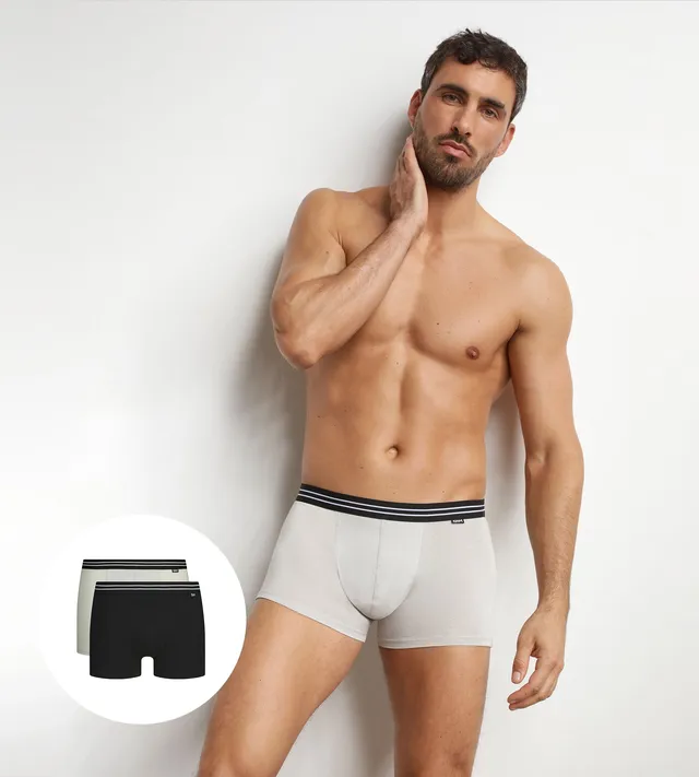dim-ecodim-lot-de-2-boxers-homme-coton-stretch-noir-gris image 1