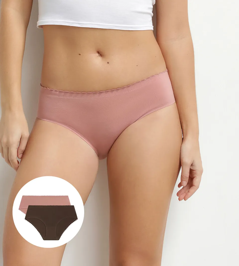 dim-body-touch-easy-slip-femme-invisible-coton-stretch-x2-marron-rose image 1
