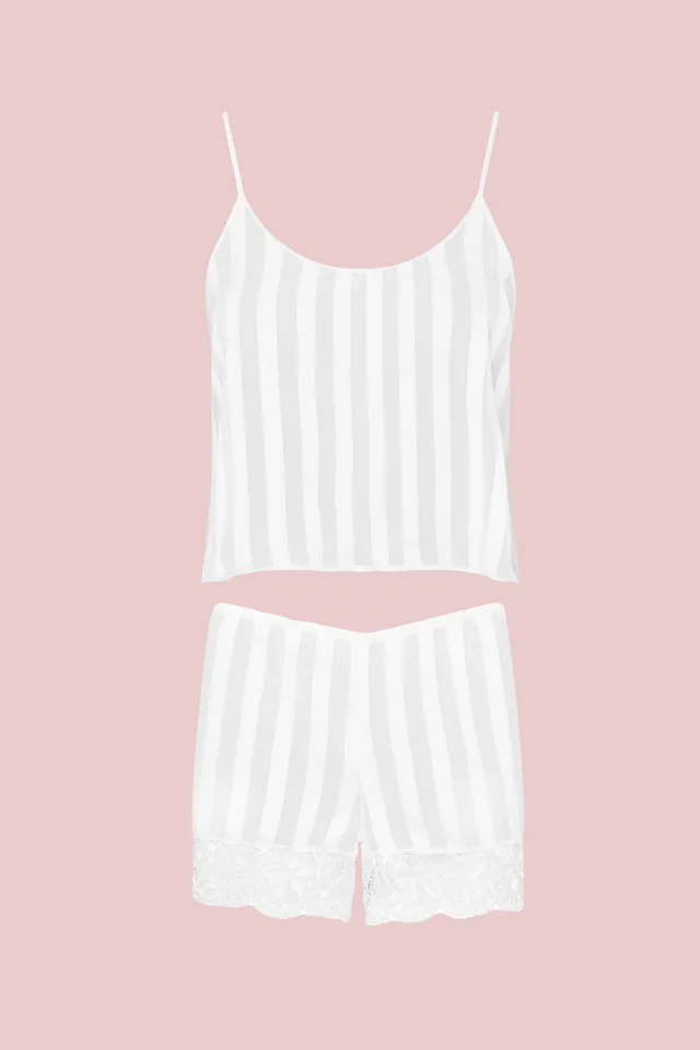 cadolle-top-short-mousseline-blanc-ensemble-pyjama-dentelle image 1