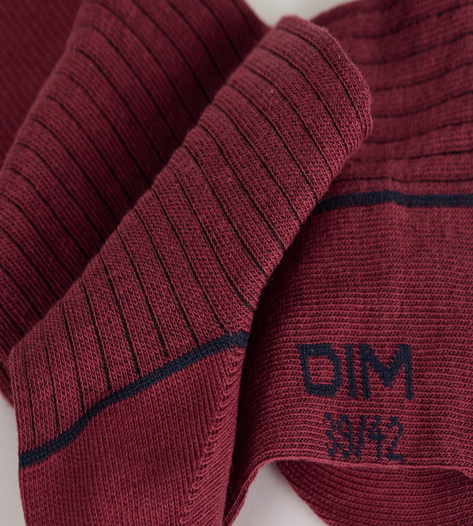 dim-la-mode-chaussettes-homme-c-tel-es-coton-rouge-sangria image 3