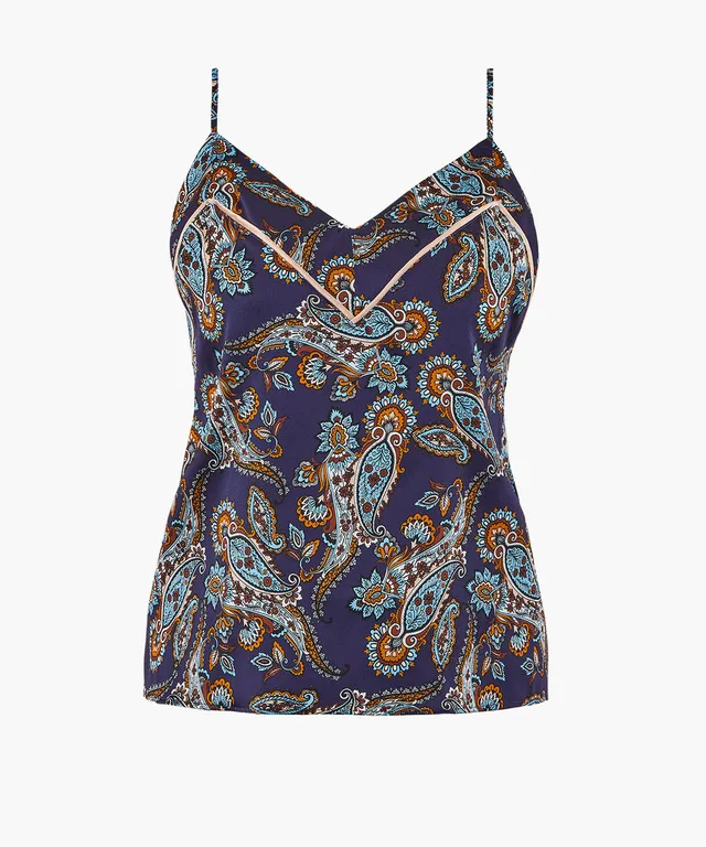 aubade-silk-by-night-caraco-fines-bretelles-bleu-cachemire-soie image 1