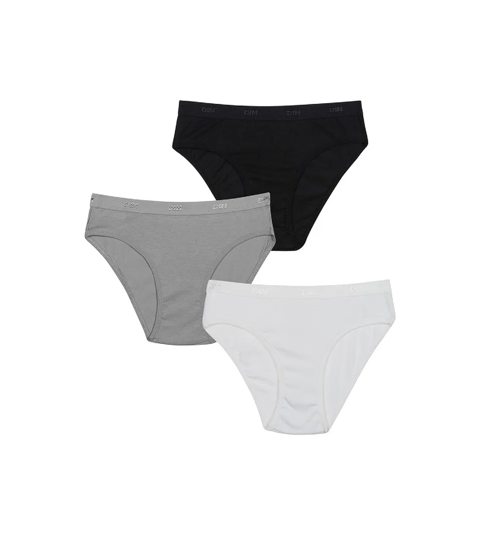 dim-lot-de-3-culottes-blanche-noire-grise-les-pockets-dim-girl image 1