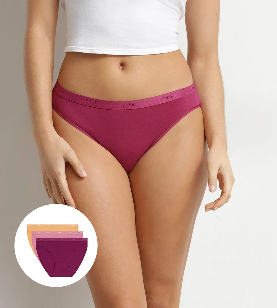 dim-les-pockets-ecodim-lot-de-3-slips-femme-coton-stretch-rose-orange image 1