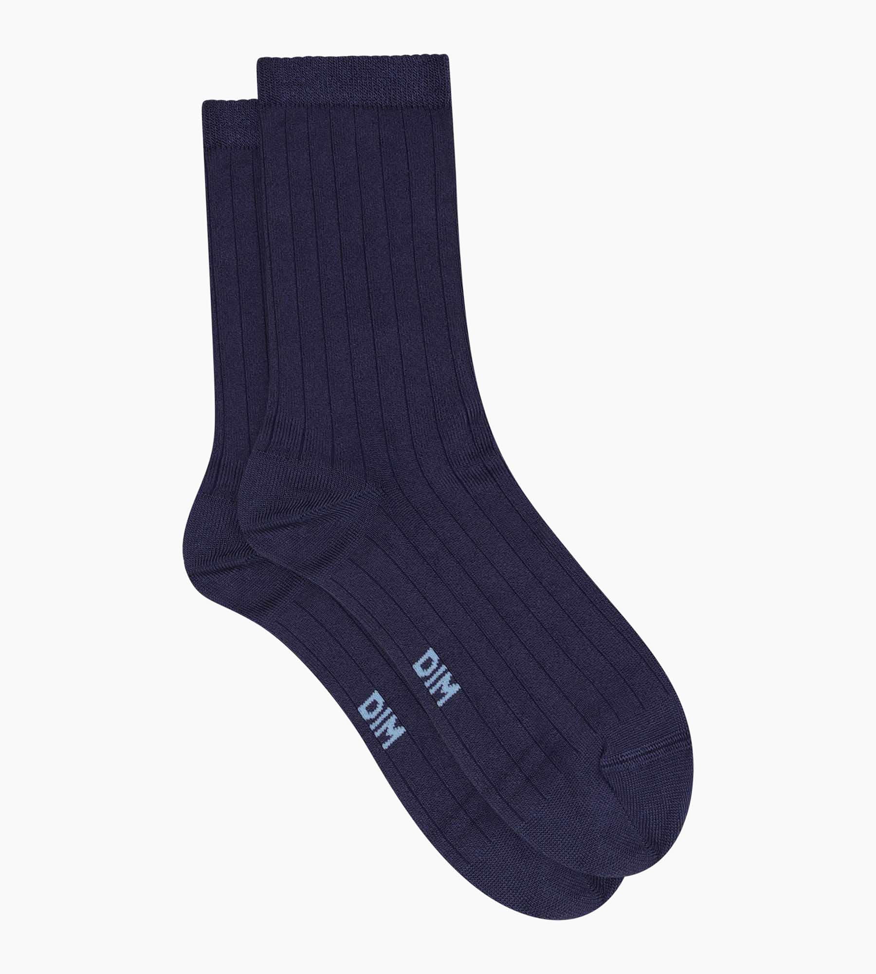 dim-mode-chaussettes-femme-c-tel-es-coton-satin-bleu image 2