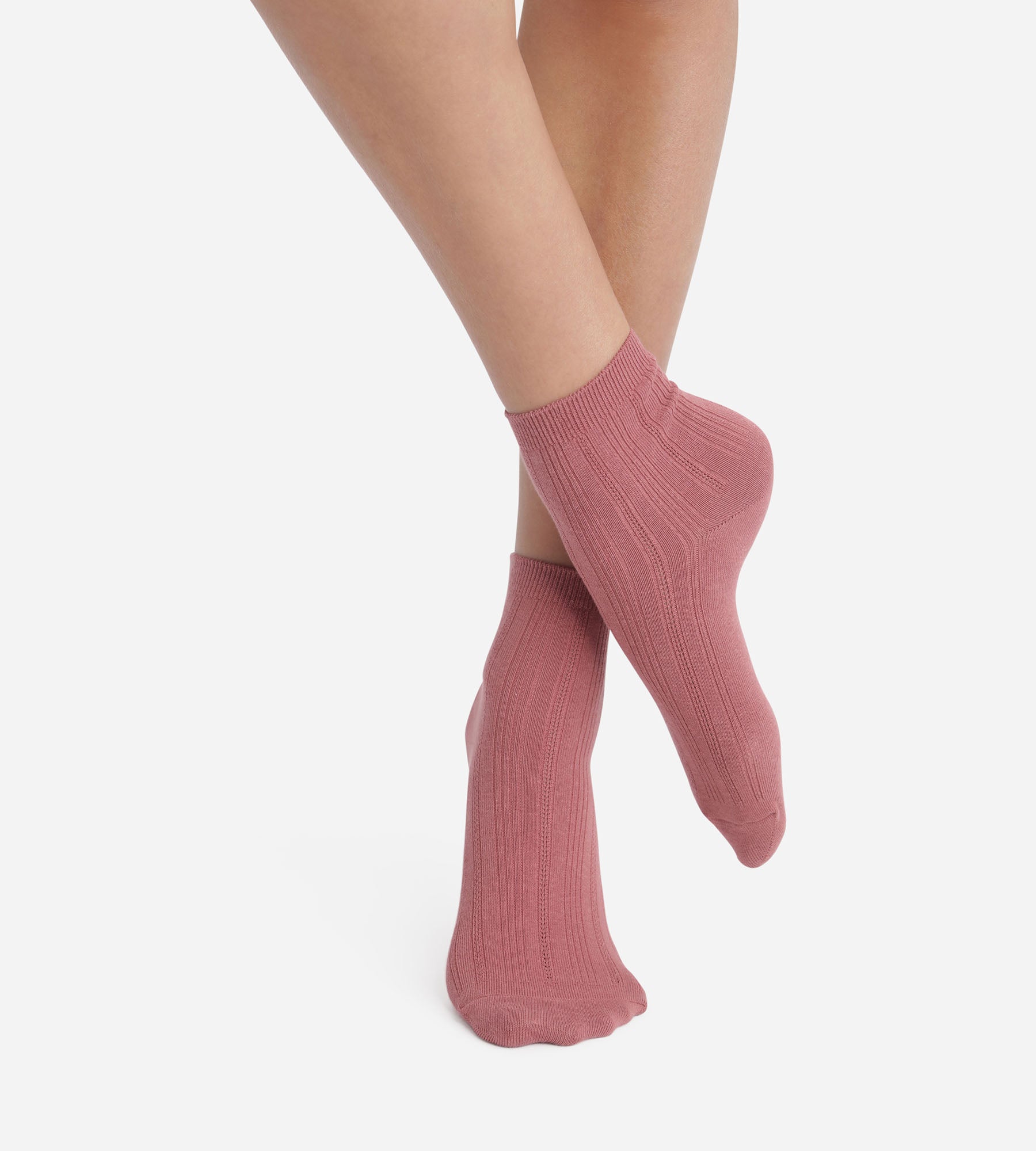 dim-la-mode-chaussettes-femme-coton-pointelle-vieux-rose image 1