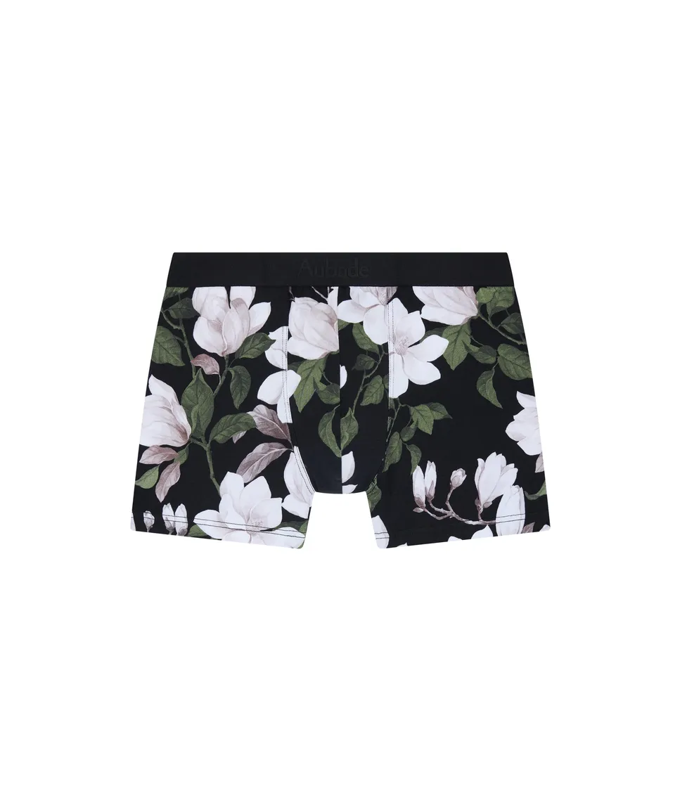 aubade-homme-boxer-magnolia-noir-floral-coton-bio image 1