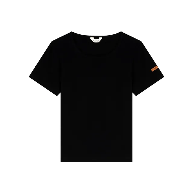 atelier-tuffery-t-shirt-femme-col-rond-noir-coton-bio image 1