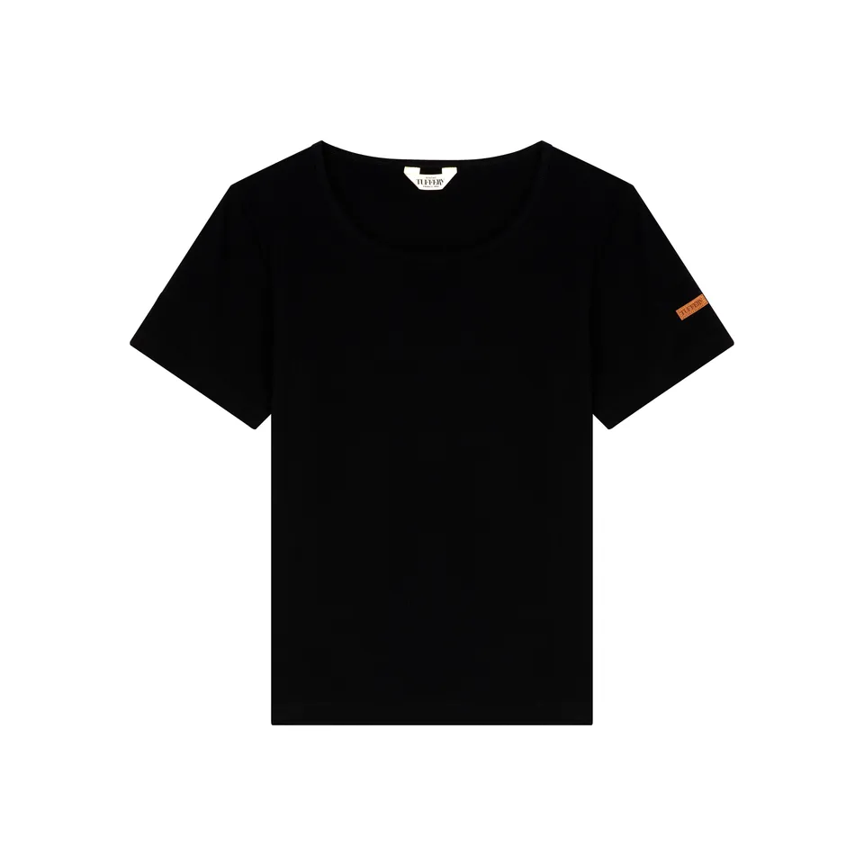 atelier-tuffery-t-shirt-femme-col-rond-noir-coton-bio image 1