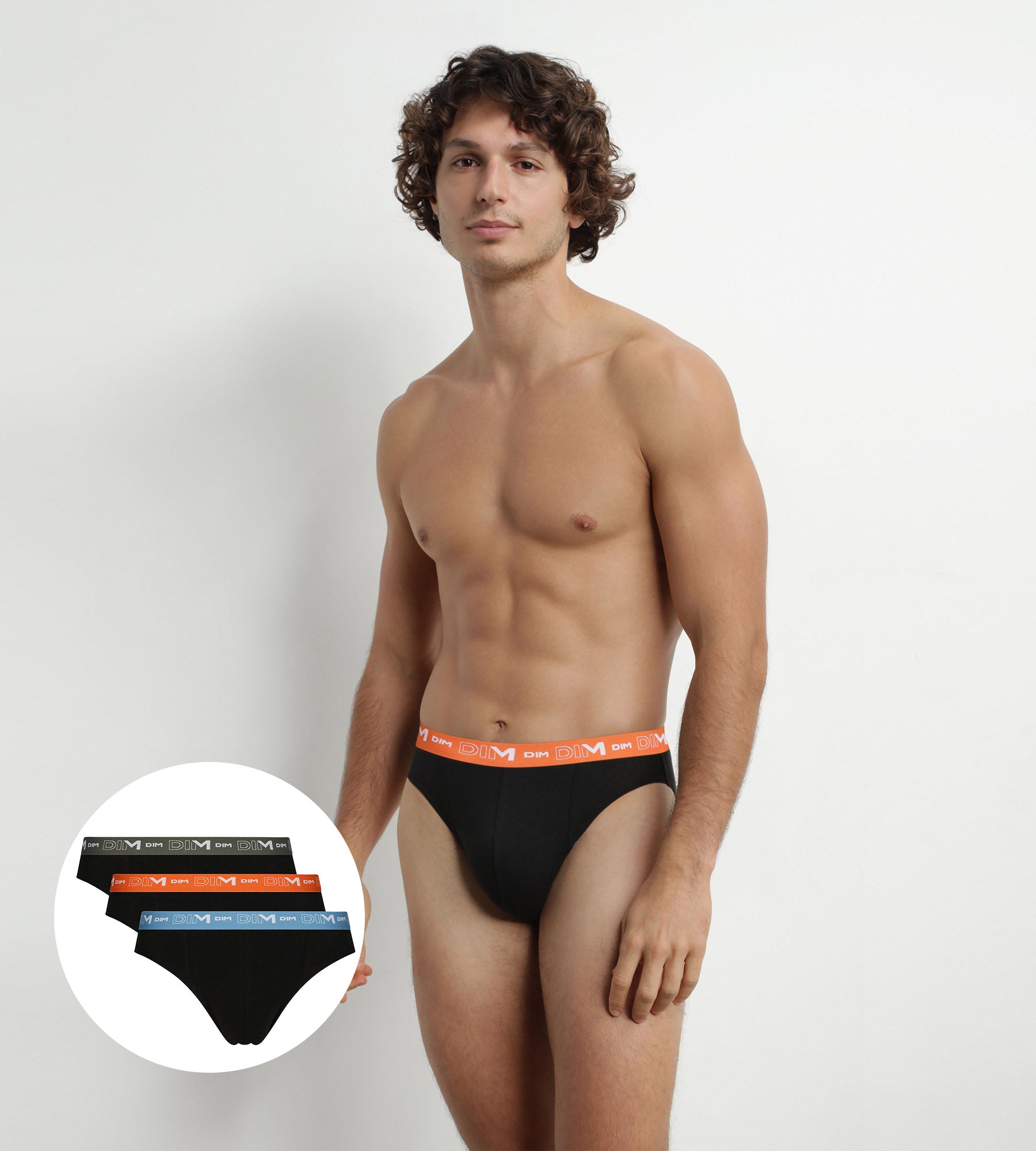 dim-coton-stretch-d6595t3-lot-de-3-slips-homme-noir-ceintures-bleu-orange-vert image 1