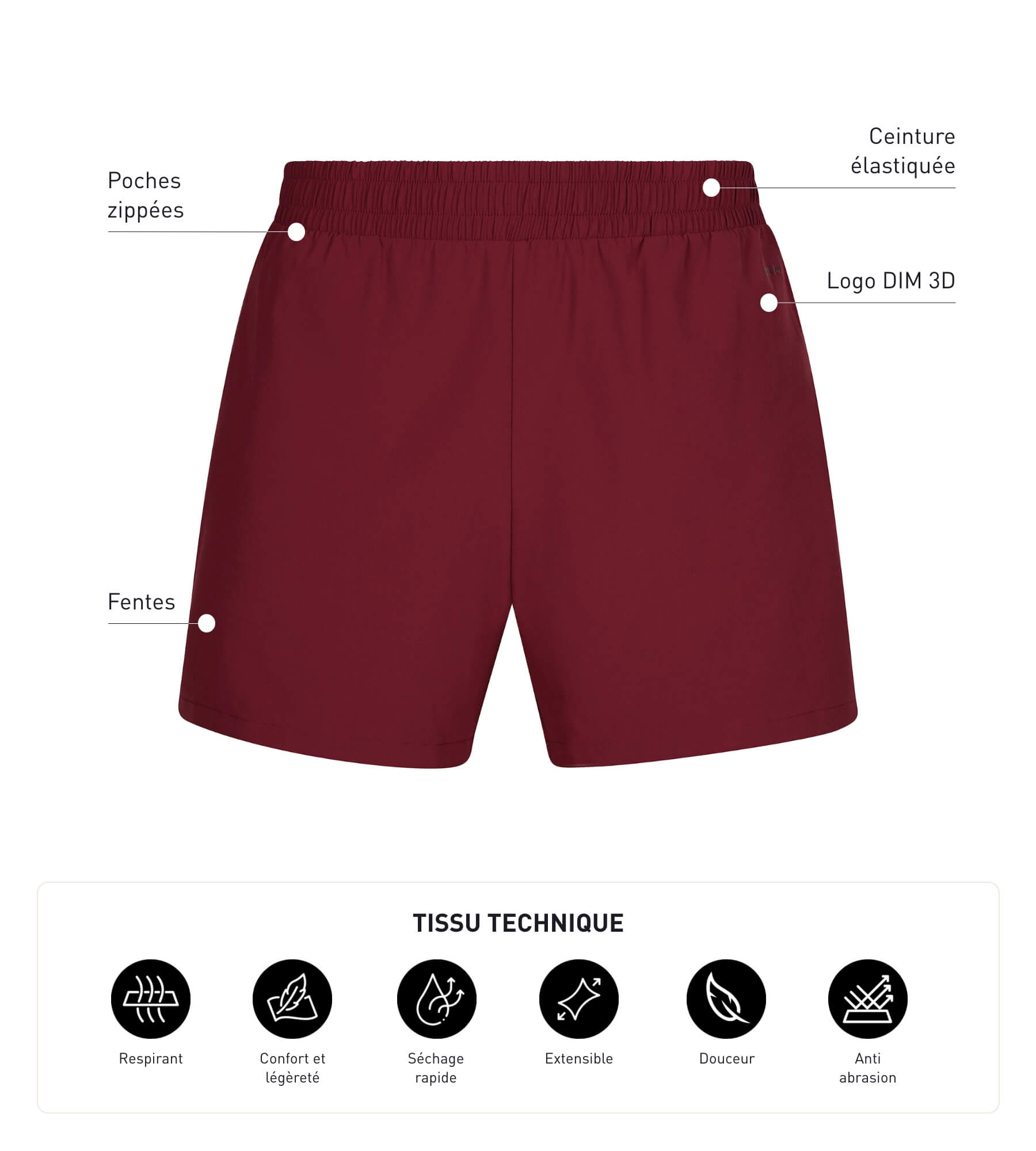 dim-dim-move-short-de-sport-homme-bordeaux image 5