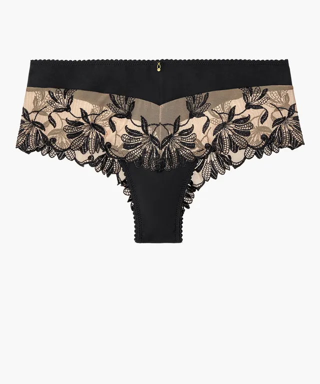 aubade-lovessence-cheeky-brief-black-culotte-cheeky-en-broderie-florale-et-mesh- image 1