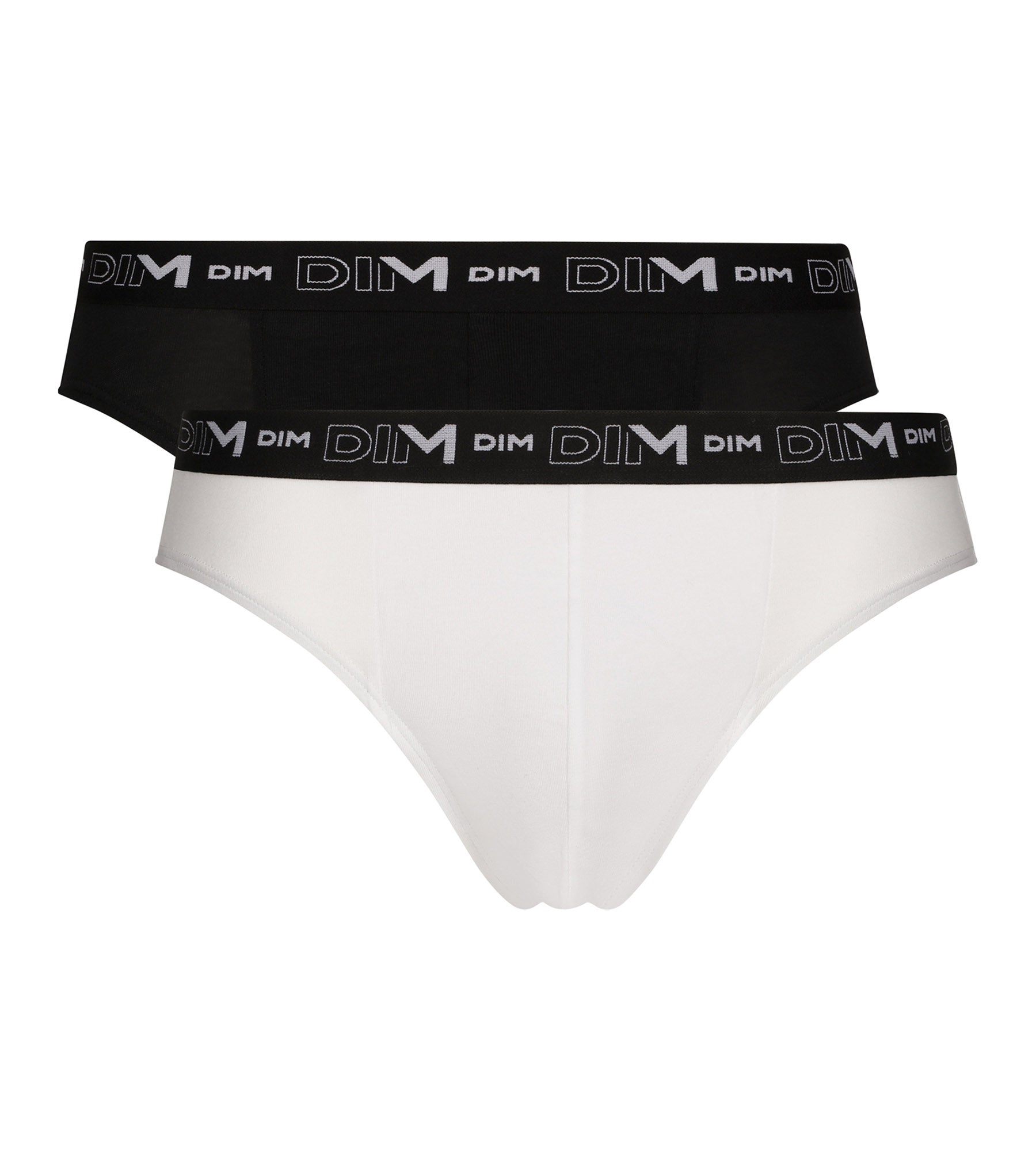 dim-coton-stretch-slip-homme-lot-de-2-noir-blanc-ceinture-contrast-e image 3