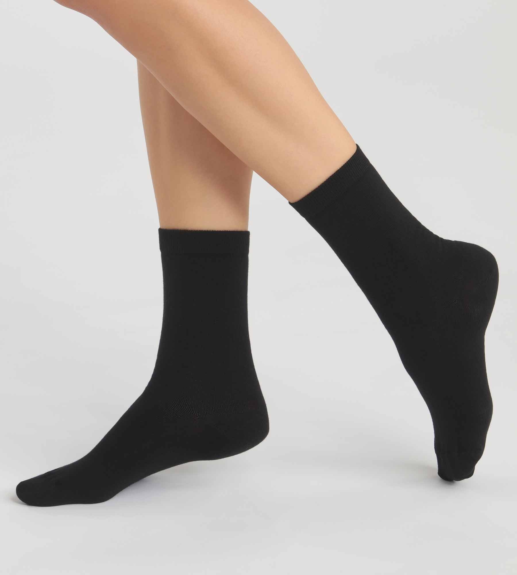 dim-good-lot-de-2-paires-de-chaussettes-femme-coton-bio-noir image 1