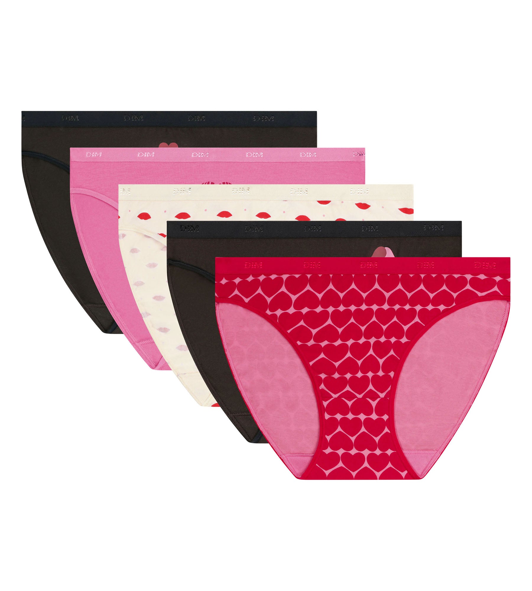 dim-les-pockets-lot-de-5-slips-femme-coton-stretch-motif-c-ur image 5