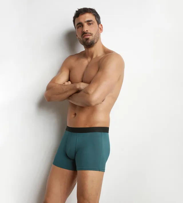 dim-smart-boxer-homme-en-coton-modal-piqu-bleu-m-diterran-e image 1