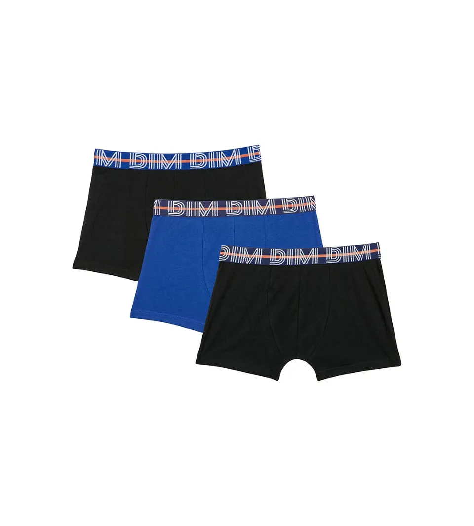 dim-ecodim-lot-de-3-boxers-gar-on-coton-stretch-bleu-noir image 1