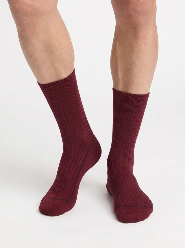 dim-la-mode-chaussettes-homme-c-tel-es-coton-rouge-sangria image 1