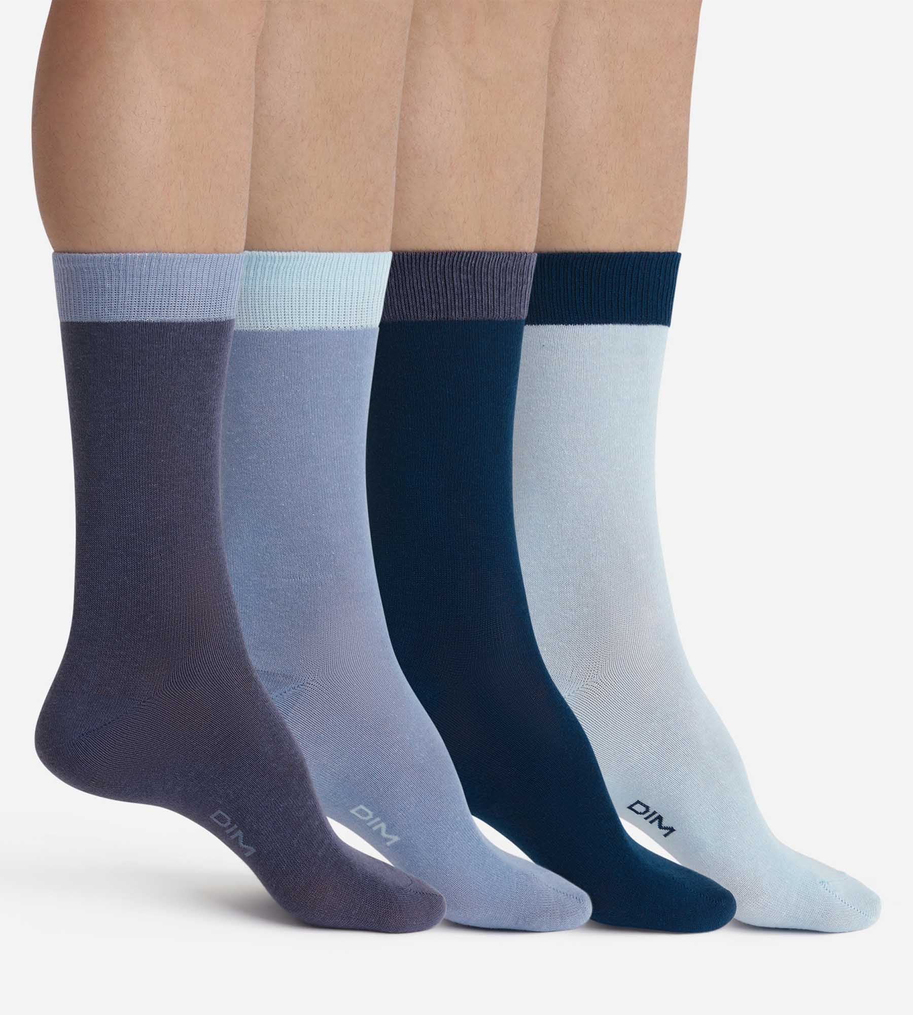 dim-ecodim-mode-lot-4-paires-chaussettes-homme-bleu-coton-mi-chaussettes image 1