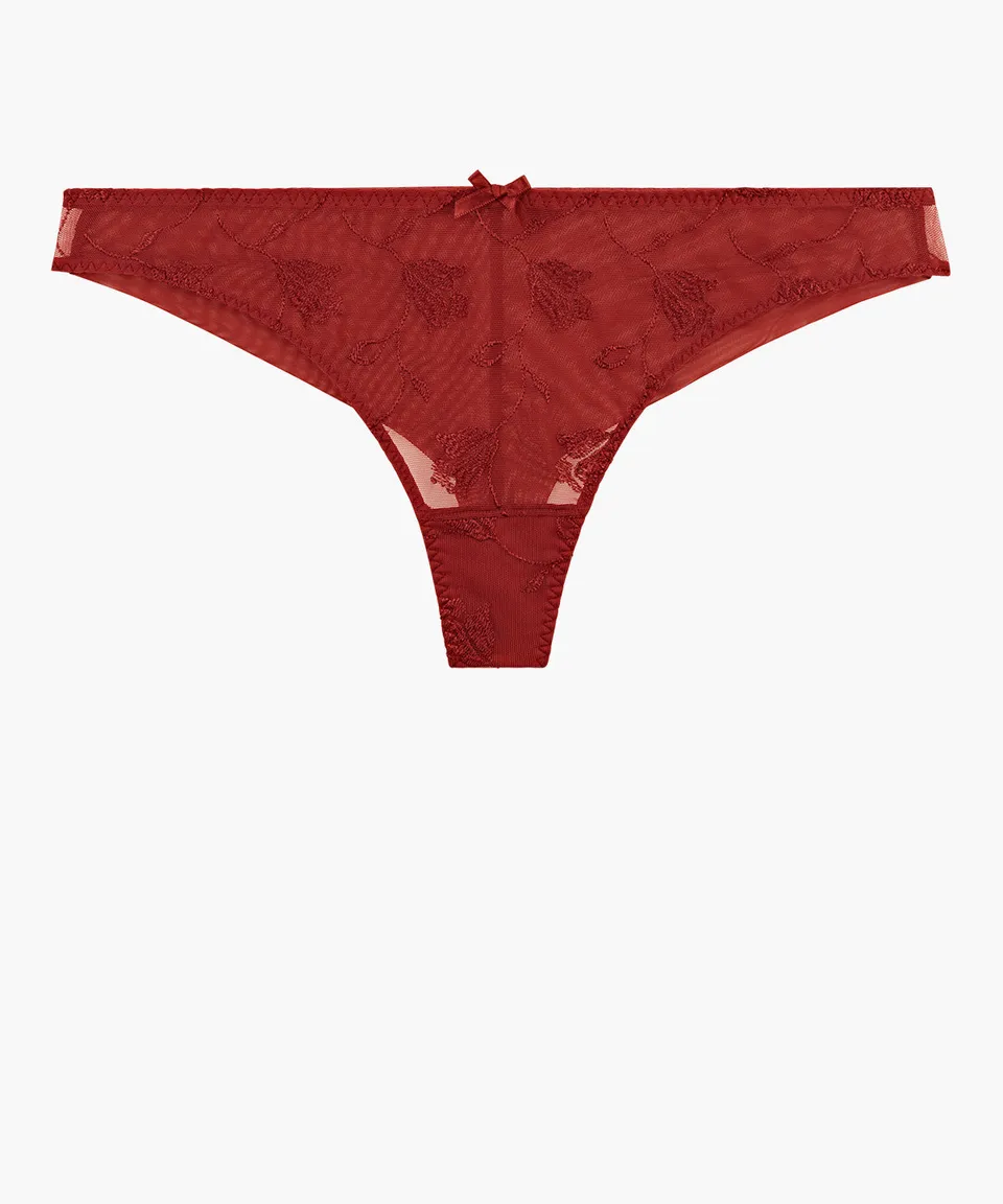 aubade-softessence-tanga-terracotta-broderie-recycl-e image 1