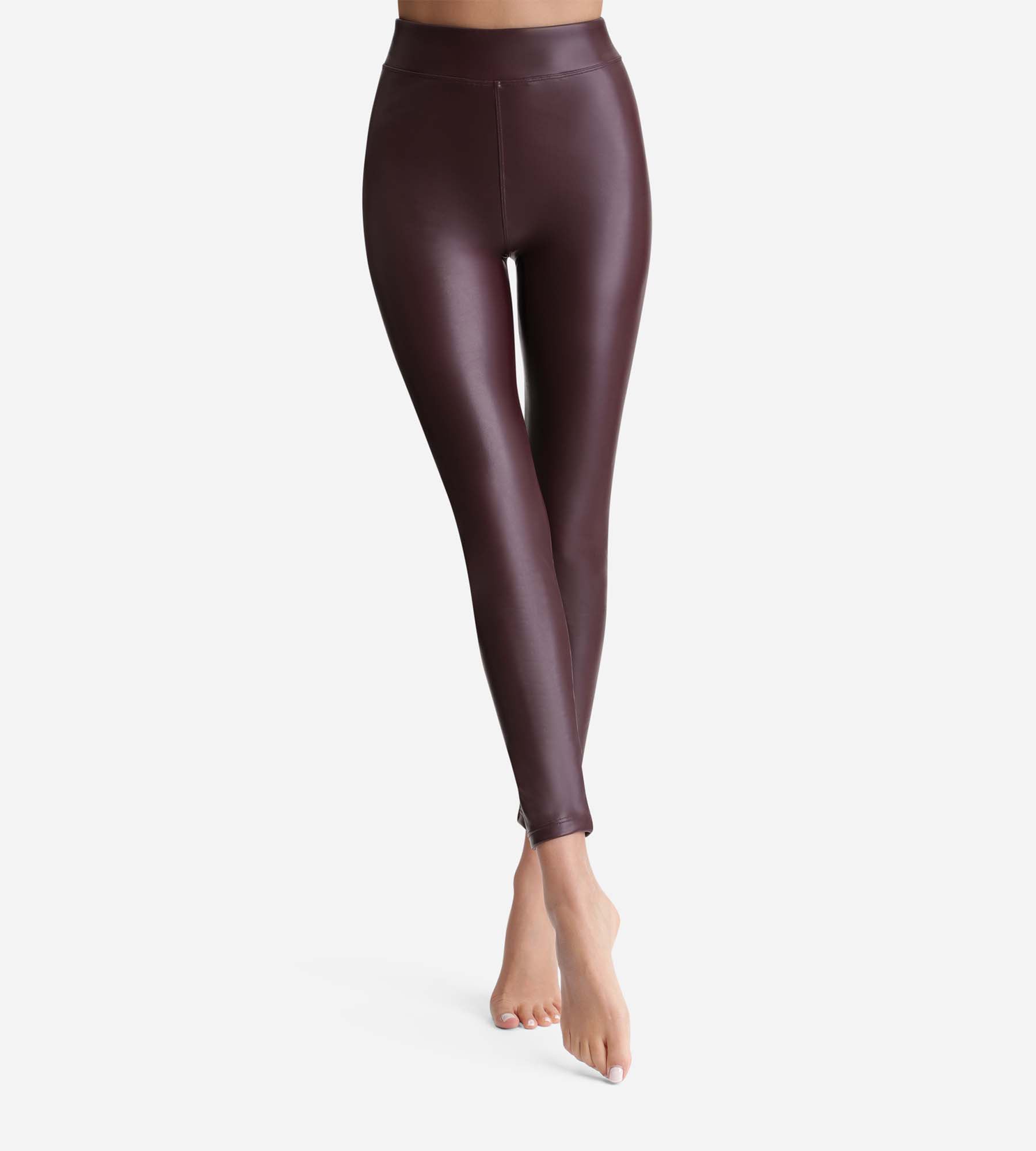 dim-relax-go-legging-femme-effet-cuir-bordeaux image 1