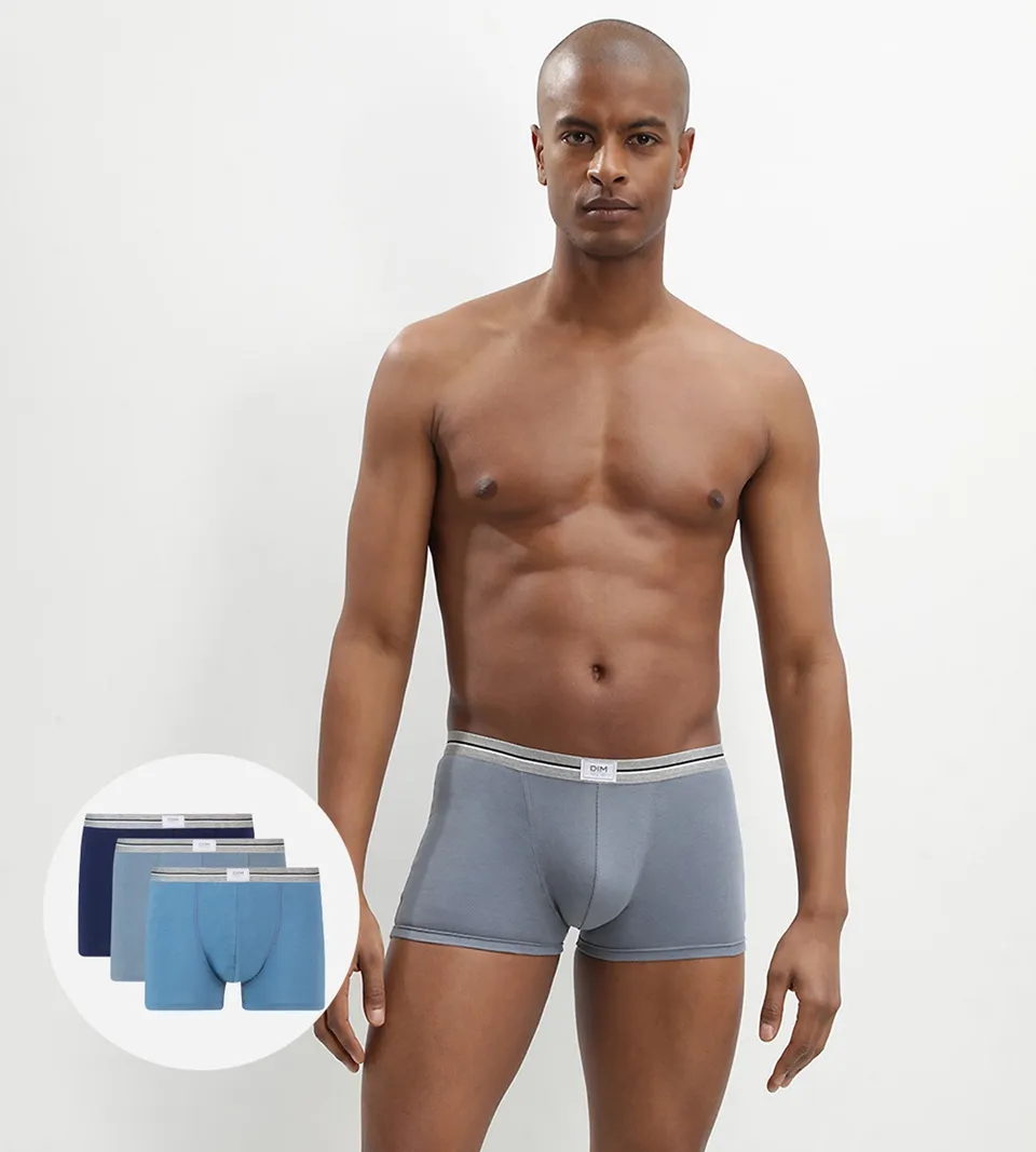 dim-ultra-resist-lot-de-3-boxers-coton-stretch-gris-acier-noir image 1