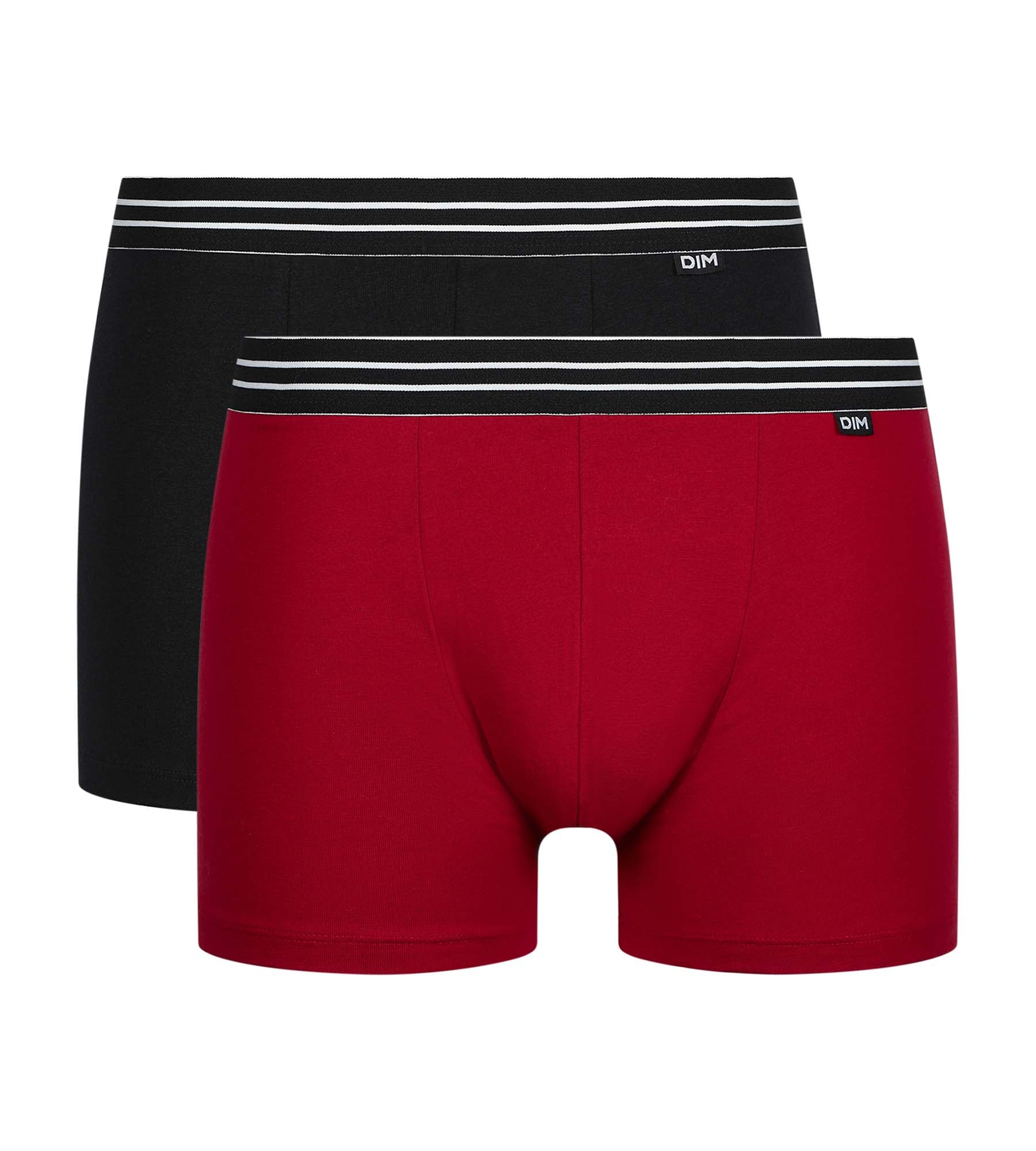 dim-ecodim-lot-de-2-boxers-homme-coton-stretch-rouge-carmin-noir image 3