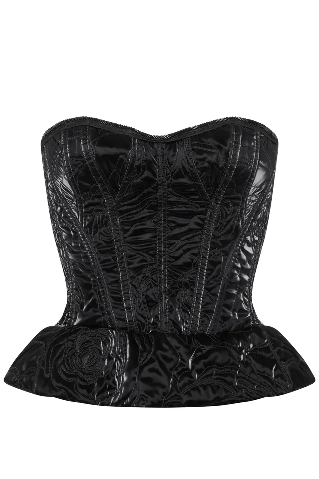 cadolle-bustier-glac-noir-matelass-fils-d-argent image 1