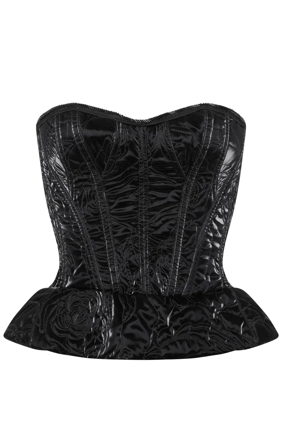 cadolle-bustier-glac-noir-matelass-fils-d-argent image 1
