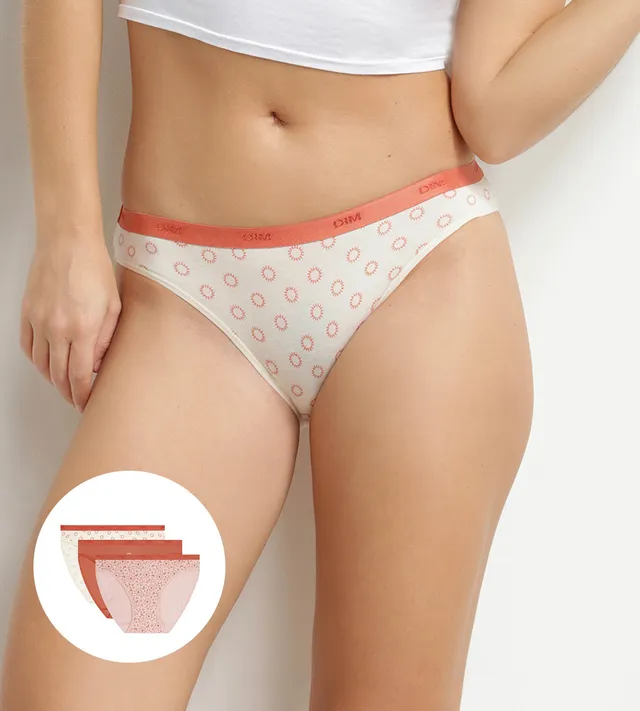 dim-les-pockets-lot-de-3-slips-femme-coton-stretch-motif-soleil image 1