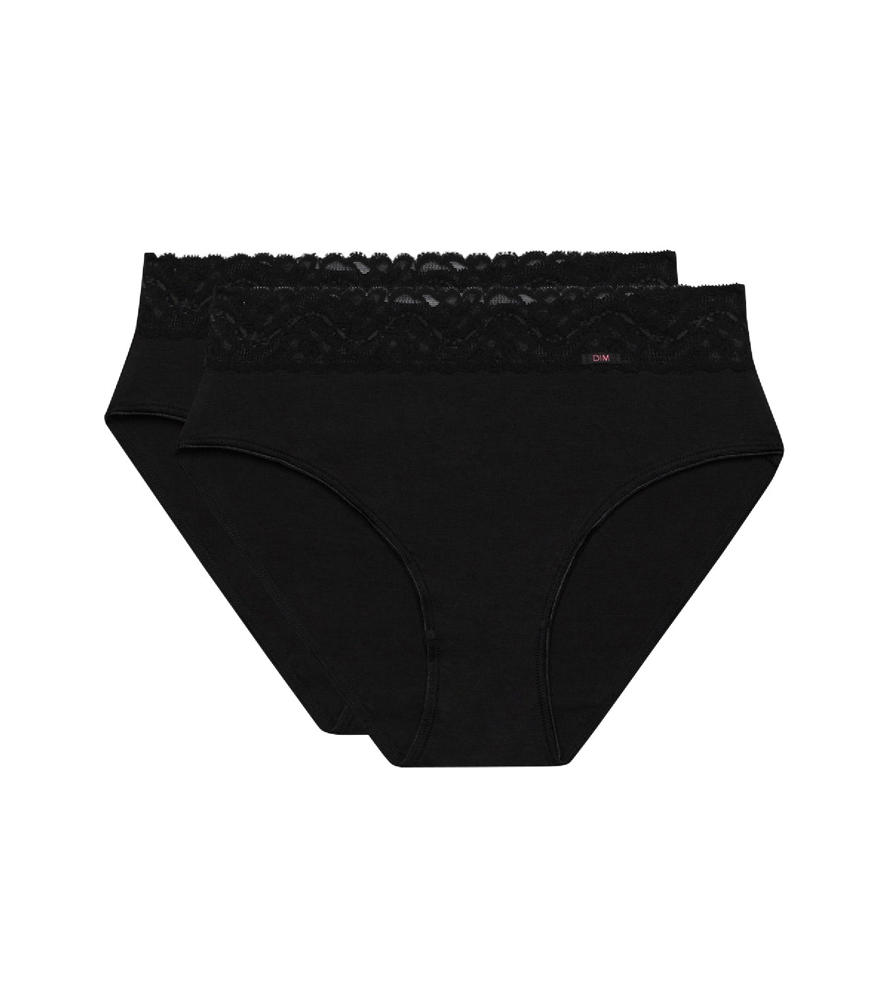 dim-coton-plus-f-minine-lot-de-2-slips-taille-haute-noirs-en-coton-stretch image 3