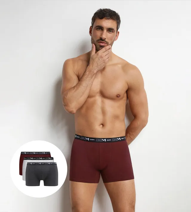 dim-lot-de-3-boxers-homme-coton-stretch-cendre image 1