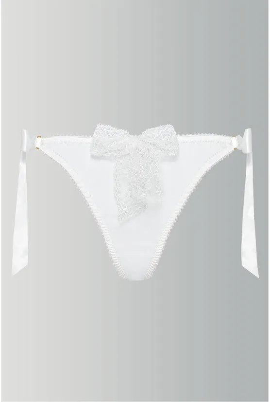 cadolle-geisha-culotte-satin-ivoire-noeuds-dentelle image 1
