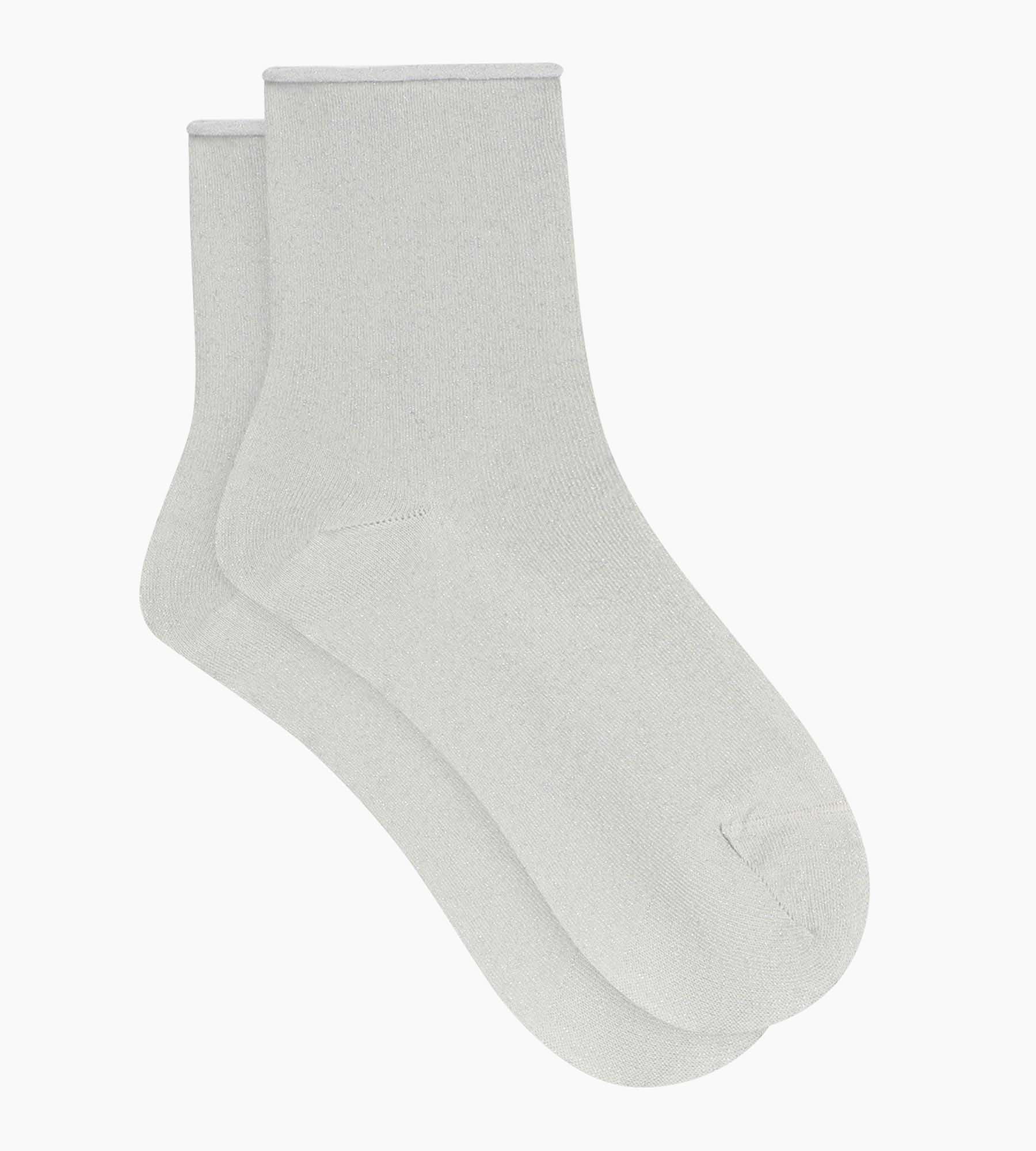 dim-mode-chaussettes-femme-lurex-gris-clair-cheville image 2