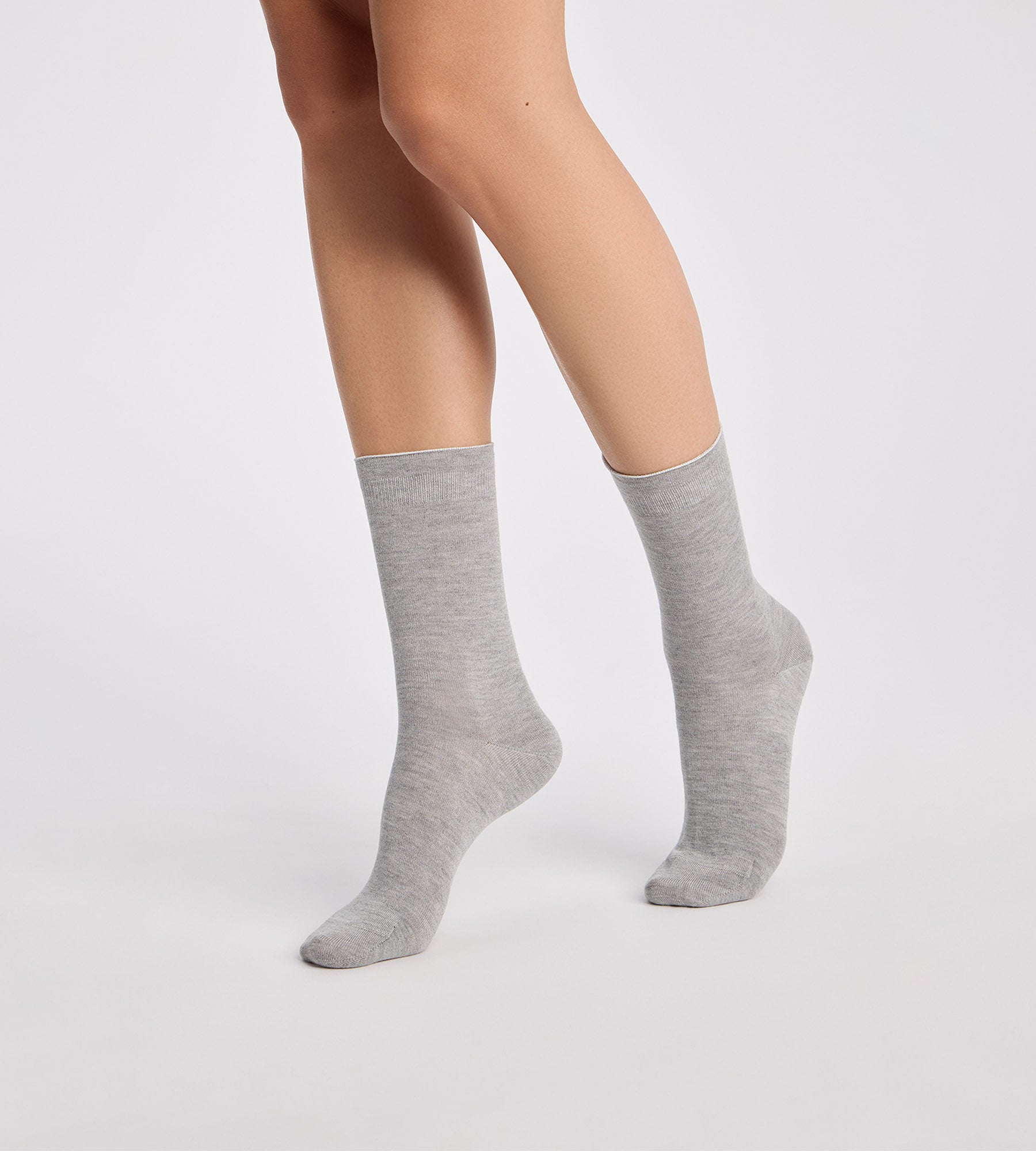 dim-modal-chaussettes-femme-lot-de-2-gris-clair-gris-anthracite image 3
