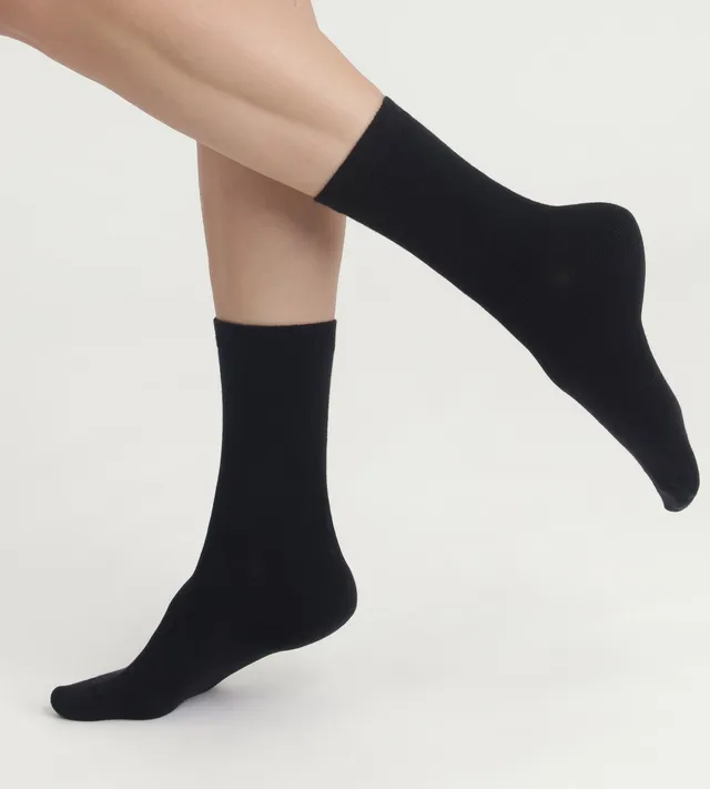 dim-thermo-polaire-lot-de-2-paires-de-mi-chaussettes-femme-noir image 1