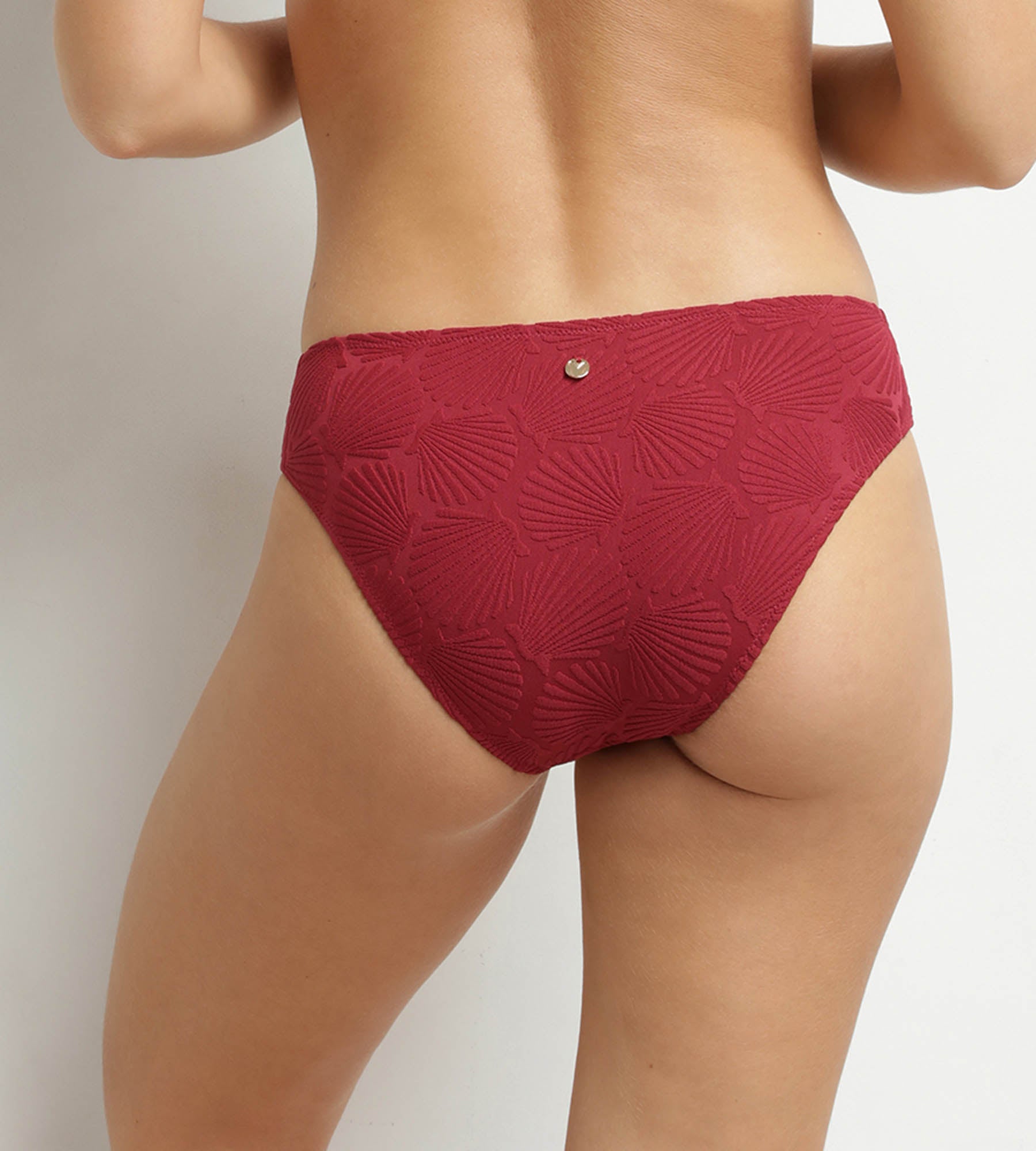 dim-swimwear-shell-bas-slip-midi-femme-jacquard-rouge-coquillage image 2
