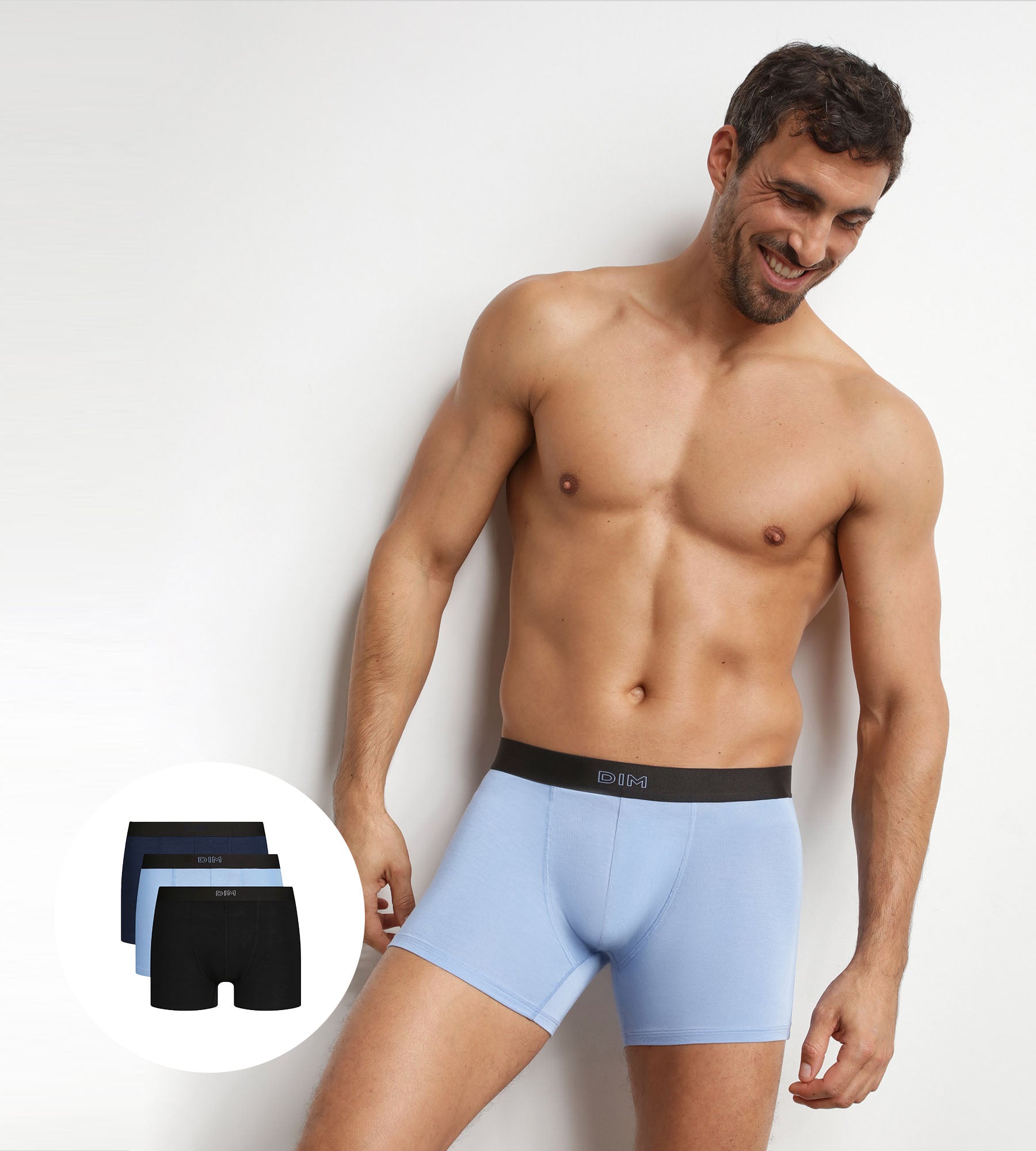 dim-pur-confort-lot-3-boxers-homme-coton-noir-bleu-ultra-doux image 1
