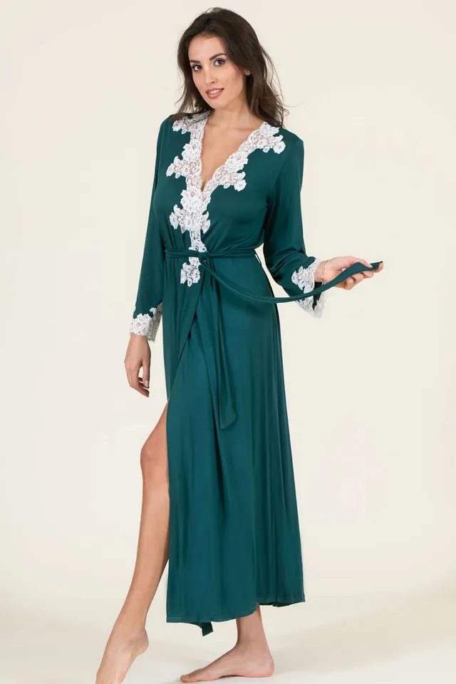 cadolle-peignoir-modal-vert-peignoir-homewear-doux image 1