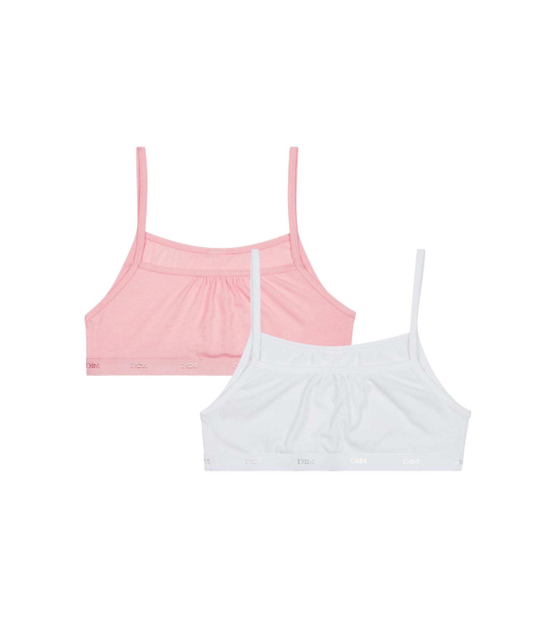 dim-les-pockets-ecodim-lot-de-2-brassi-res-filles-coton-stretch-rose-blanc image 1