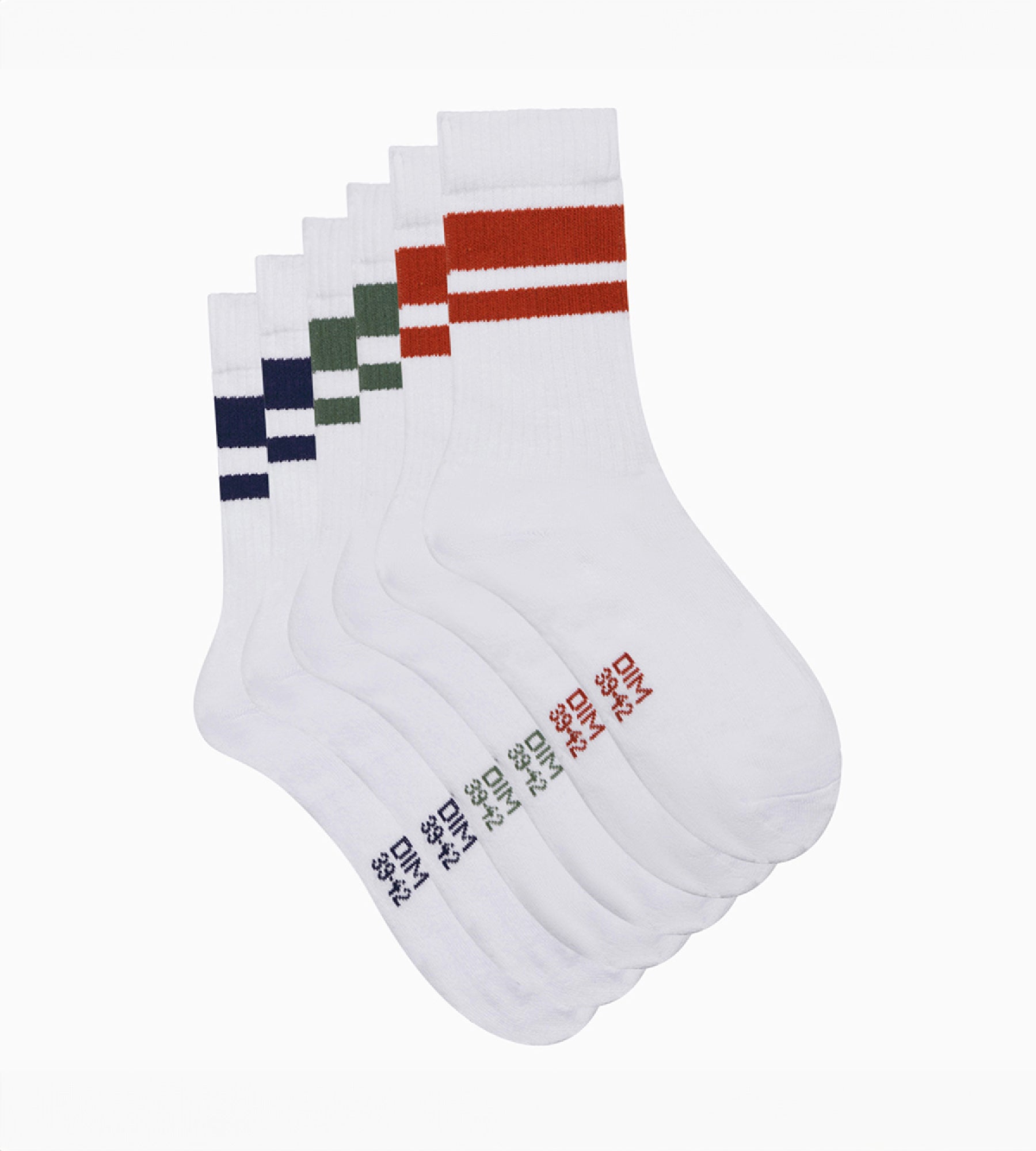dim-lot-de-3-paires-chaussettes-homme-coton-blanc-vert-ecodim-sport image 2