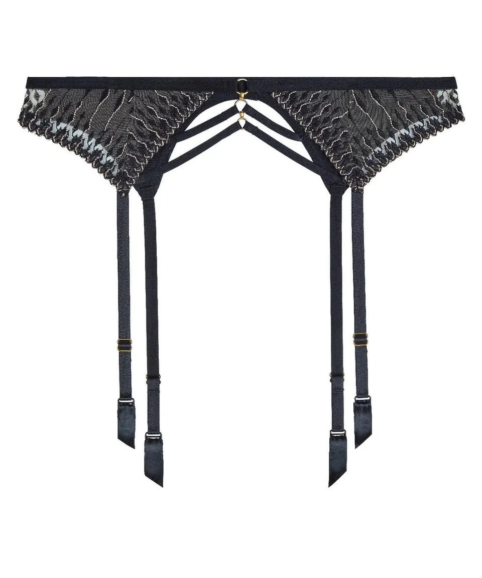 aubade-voodoo-kiss-porte-jarretelles-millenium-black-brod-lurex image 1