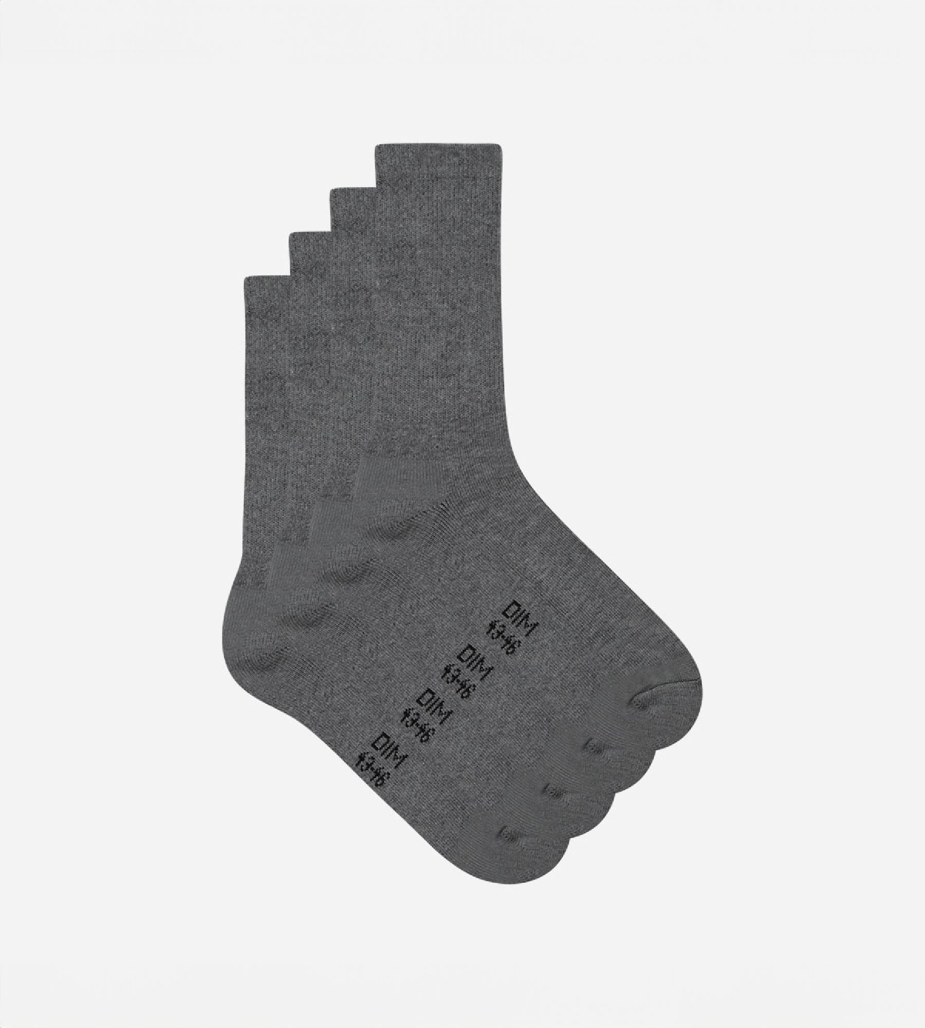 dim-outdoor-lot-de-2-paires-de-mi-chaussettes-homme-grises-coton image 2